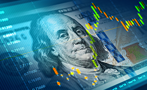 An image of the hundred dollar bill with an investment chart laid over top