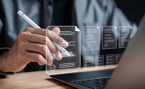 Imagery symbolizing someone filling out an online form
